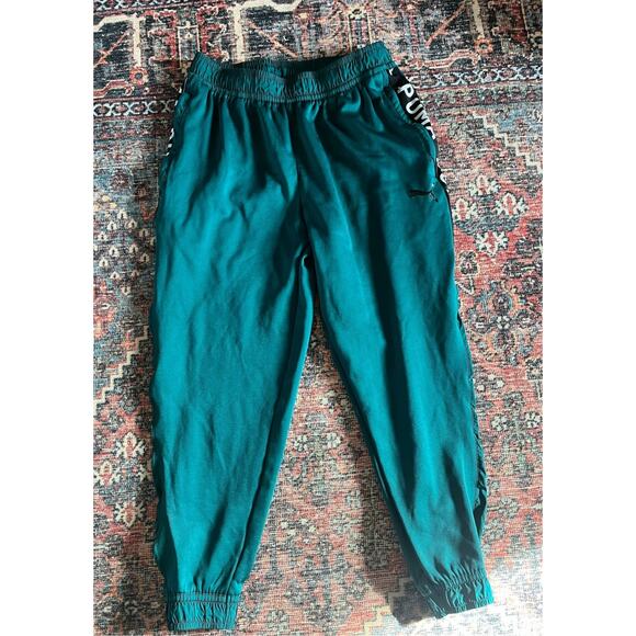 PUMA Mens Fit Pwrfleece Joggers Training Casual Drawstring, Green, Large - Picture 1 of 4